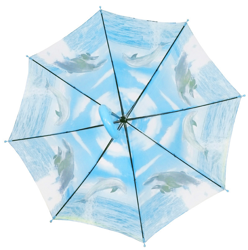 Cute Dolphin Children Umbrella  With  Manual Open and  Close  straight  Umbrella