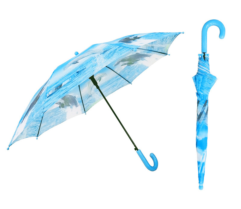 Cute Dolphin Children Umbrella  With  Manual Open and  Close  straight  Umbrella