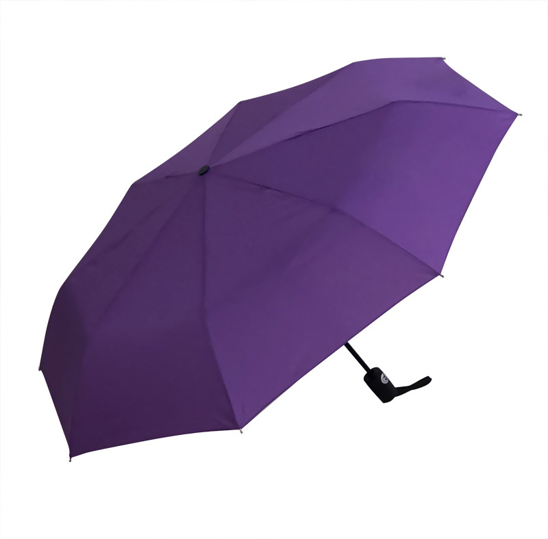 New Design 3 Folds Automatic Rain Umbrella Custom Logo Purple Umbrella For Wholesale