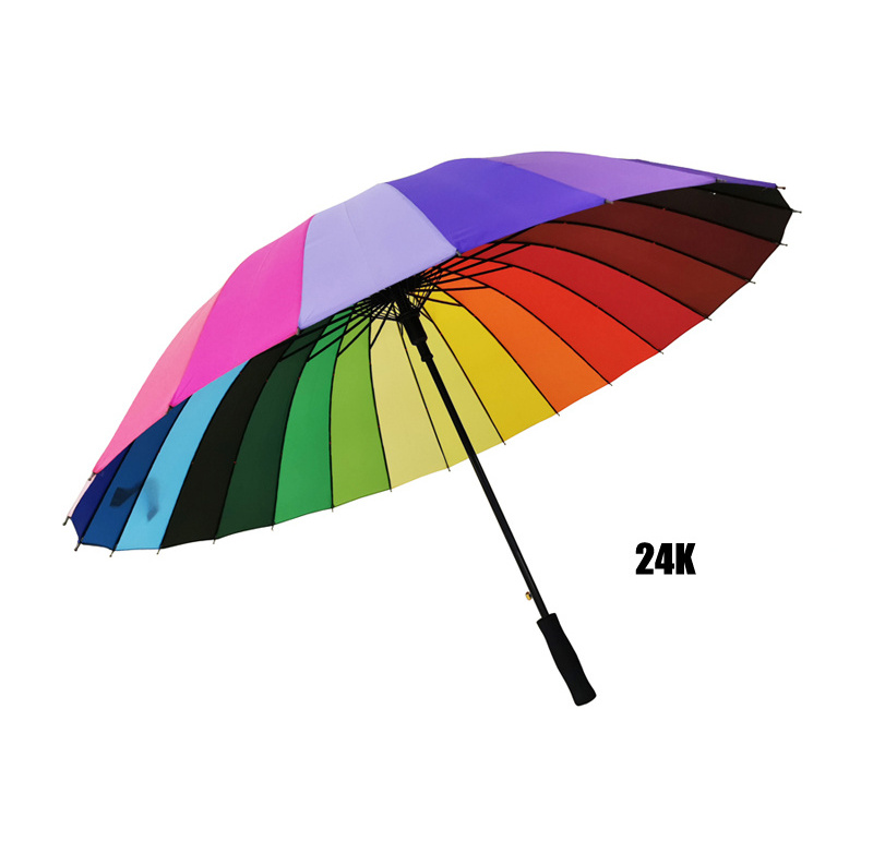 Hot Sale 24 Ribs Colorful Rainbow OEM Gift Straight Rain Umbrella