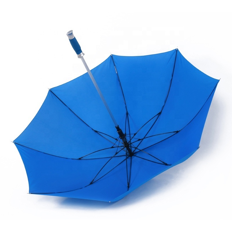 27 Inch Vintage Blue Solid Pongee Super Light Aluminum Alloy Tube Rain Auto Open Straight Golf Umbrella