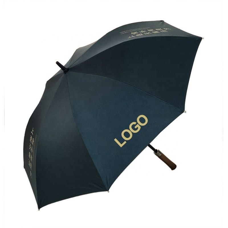 Wholesale Personality Sublimation Custom Logo 27 Inch Green Windproof Anti UV Automatic Golf Umbrella with Wooden Handle