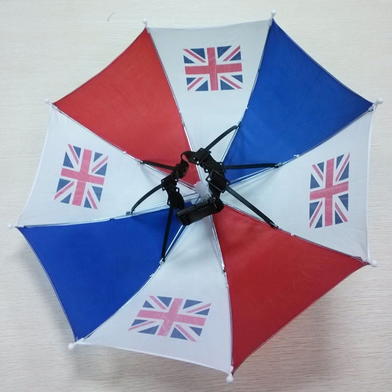 Promotional Wholesale Customized Flag Print Outdoor Fishing Rain Head Wear Umbrella Hat for Adult