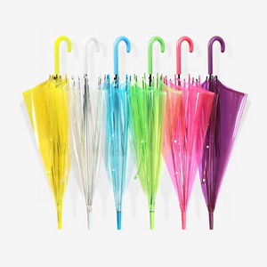 Cheap Paraguas Manufacturer Wholesale Plastic POE Transparent Umbrella Kids Clear Rain Umbrella with Printing for Promotion