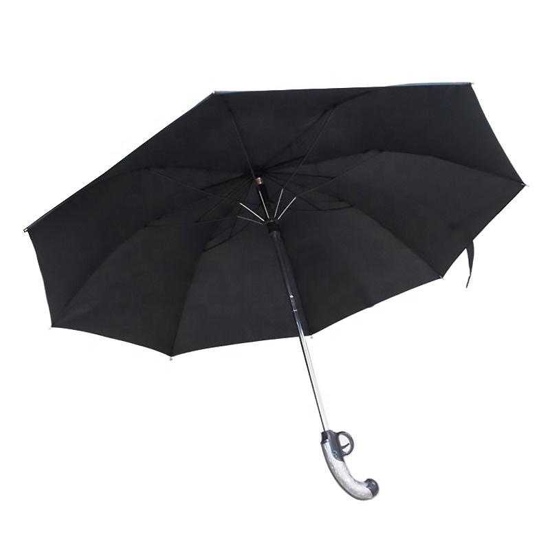 Men Automatic Open 2 Fold Gun Shape Handle Umbrella