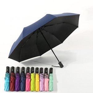 Wholesale Fully Automatic Anti UV Rain Custom Logo Promotional Windproof Three-fold Auto Open Umbrella