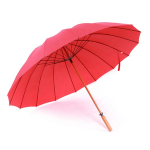 16 Ribs Wooden Pole Handle Strong Straight Golf Umbrella