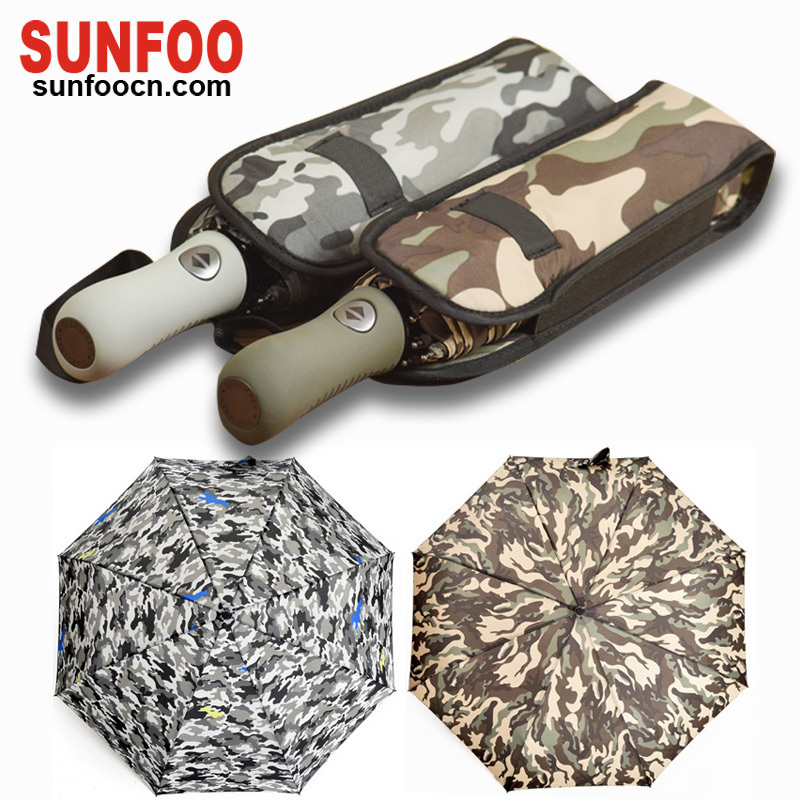 Sunfoo 21 Inch 3 Folding Automatic Hunter Camouflage Umbrella