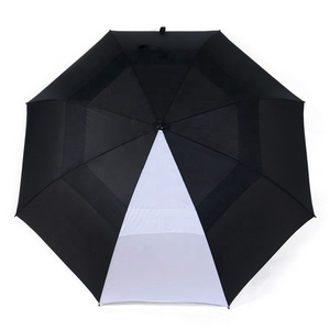 Custom Logo 62 Inch Fibreglass White Black Rubber Handle Double-layer Vent Golf Umbrella