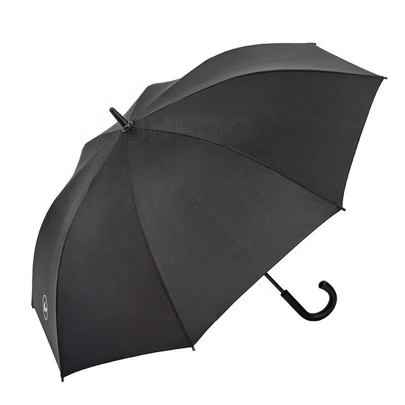 Men's Black 27inch Outdoor Windproof Straight Umbrella with Rubber Washer Head