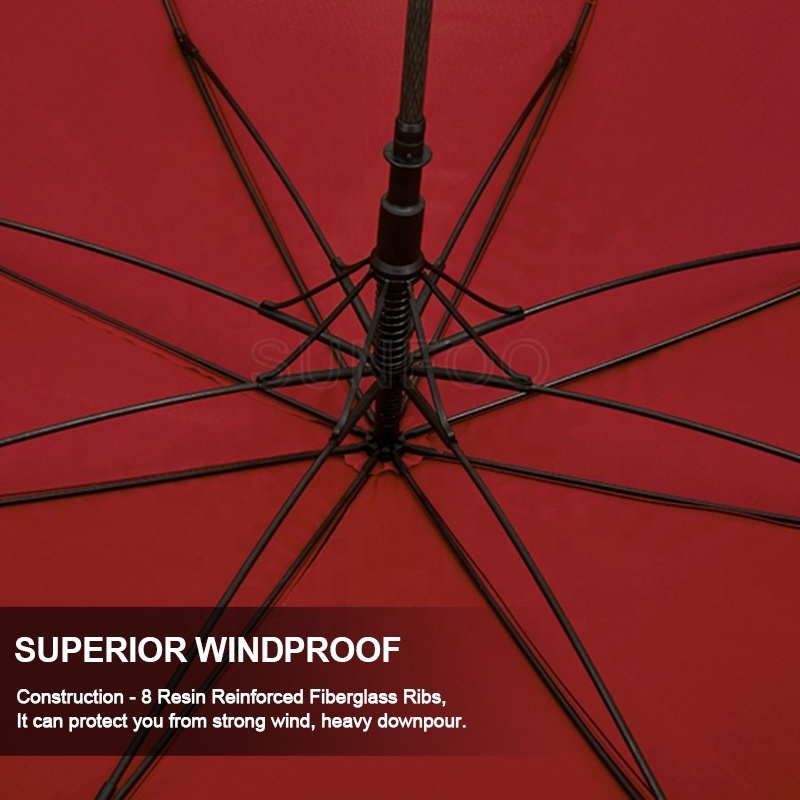 34 68 Inch High Quality Black Red Double Layer Windproof Golf Umbrella