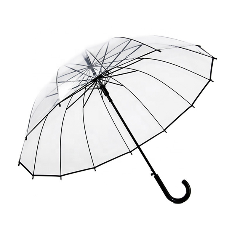 Japanese Wedding Windproof Clear 14 Ribs Transparent Golf Umbrella for the Rain