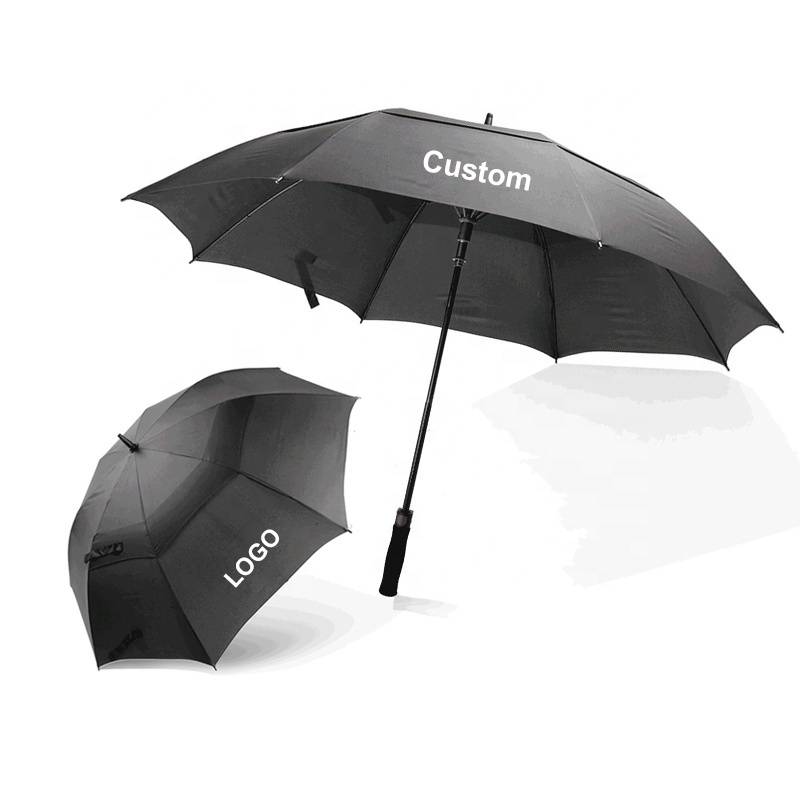 Black Guarda Chuva Double Layer Extra Large Auto Open Strong Straight Golf Umbrella with Logo Printing