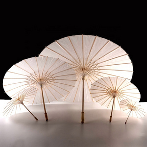 80cm 60cm Chinese custom wooden white oil paper parasol craft umbrella for wedding