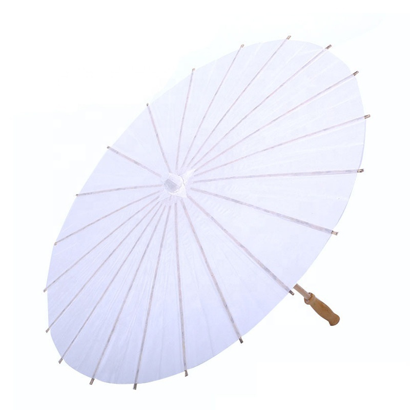 80cm 60cm Chinese custom wooden white oil paper parasol craft umbrella for wedding