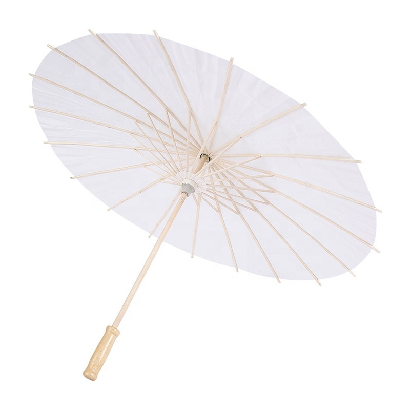 80cm 60cm Chinese custom wooden white oil paper parasol craft umbrella for wedding