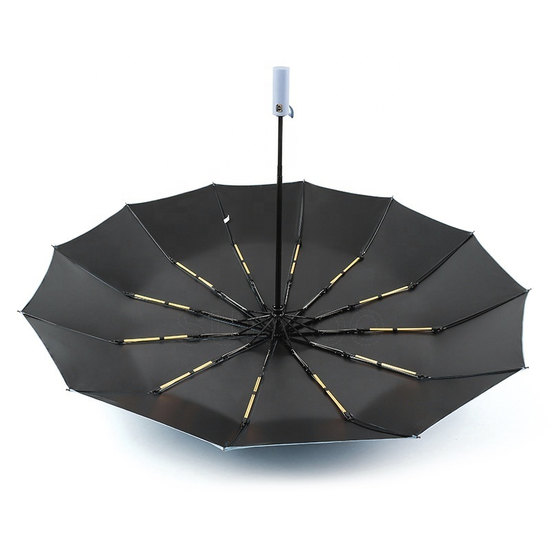 4 Colors Wholesale Stable Dual Bones Auto Open Close Black Coating Sunny Rainy 3 Fold Umbrella for Sale