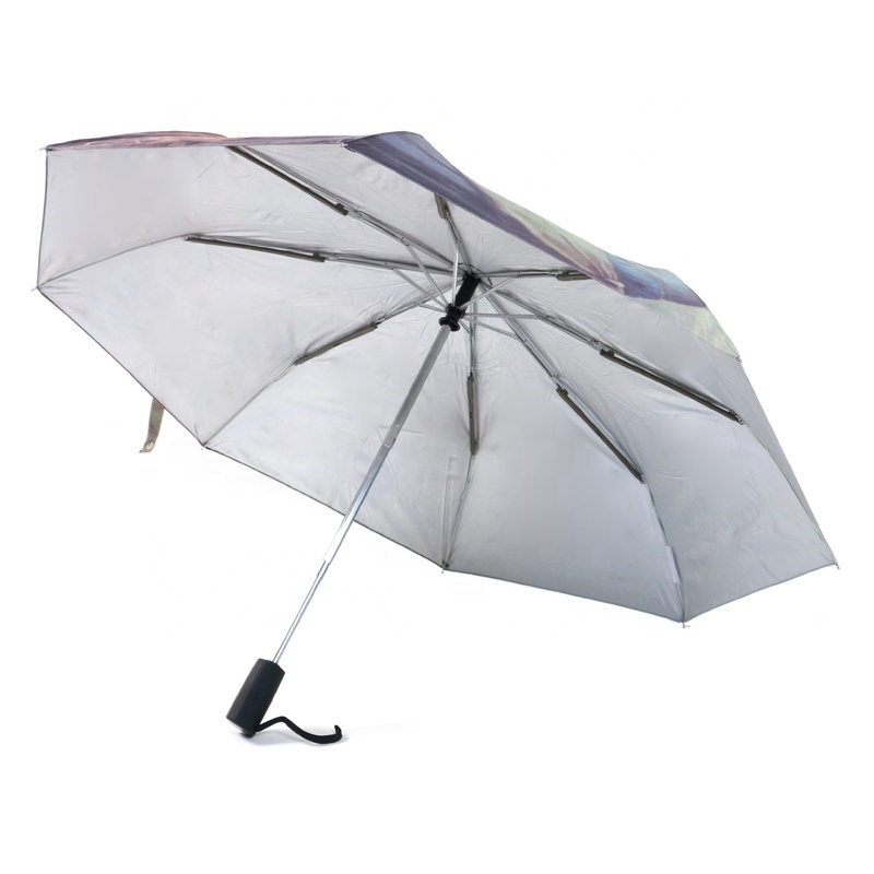 Fully-Automatic Easy Touch Open Close Full Color Paint Print Windproof and Anti-UV Travel Umbrella for Rain