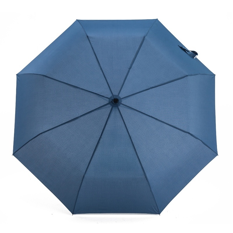 Pure Blue Canopy Rain 3-Fold Automatic Folding Umbrella for Adults Classic Style Polyester Design for Giveaways