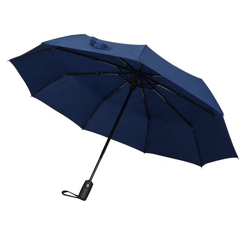 Water-Durable and Stylish Custom 9-Panel Windproof Auto Three Folding Umbrella with Logo Printing for Travel and Rain