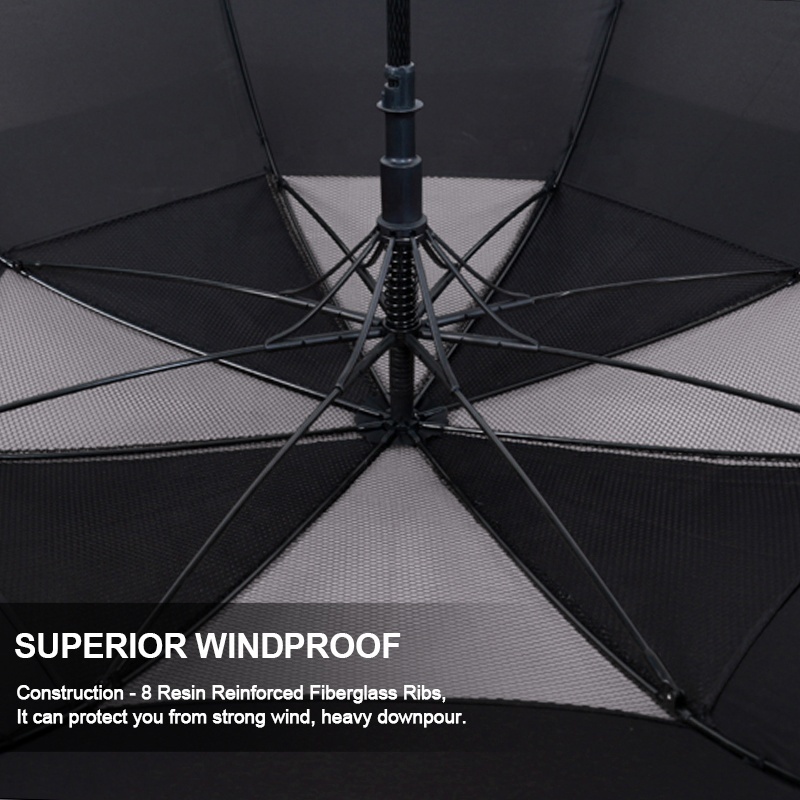 60 Inches Large Storm Windproof Double Air Canopy Golf Umbrella with Net