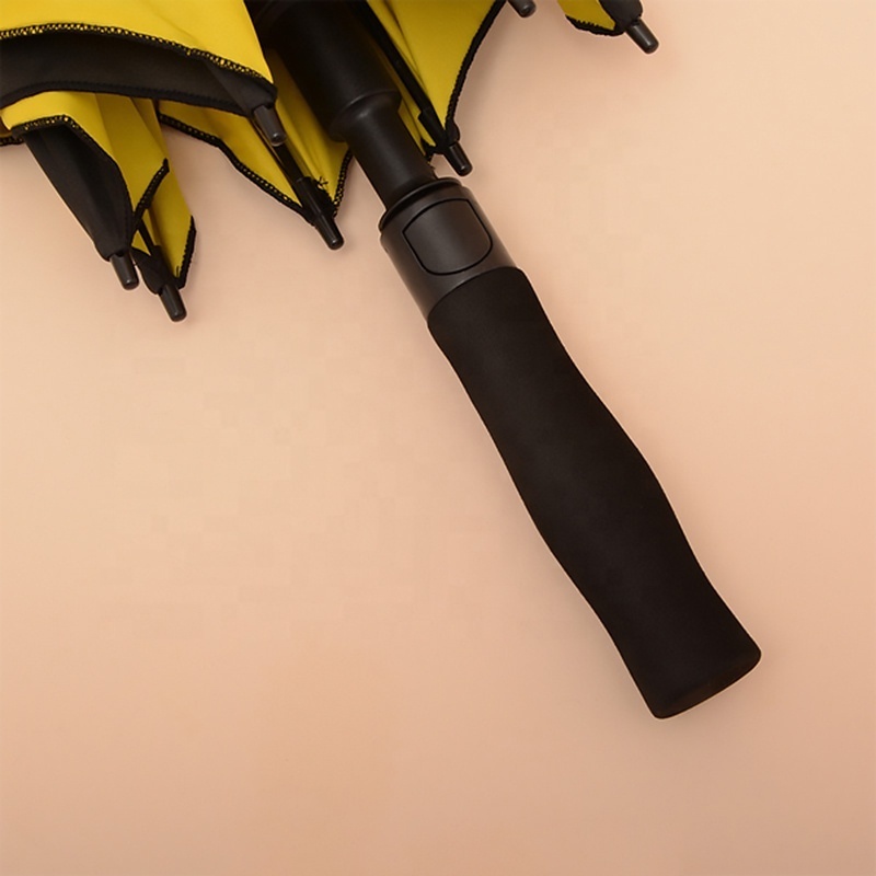 Black And Yellow Strong Double Lining Two Layer Auto Golf Umbrella with Logo