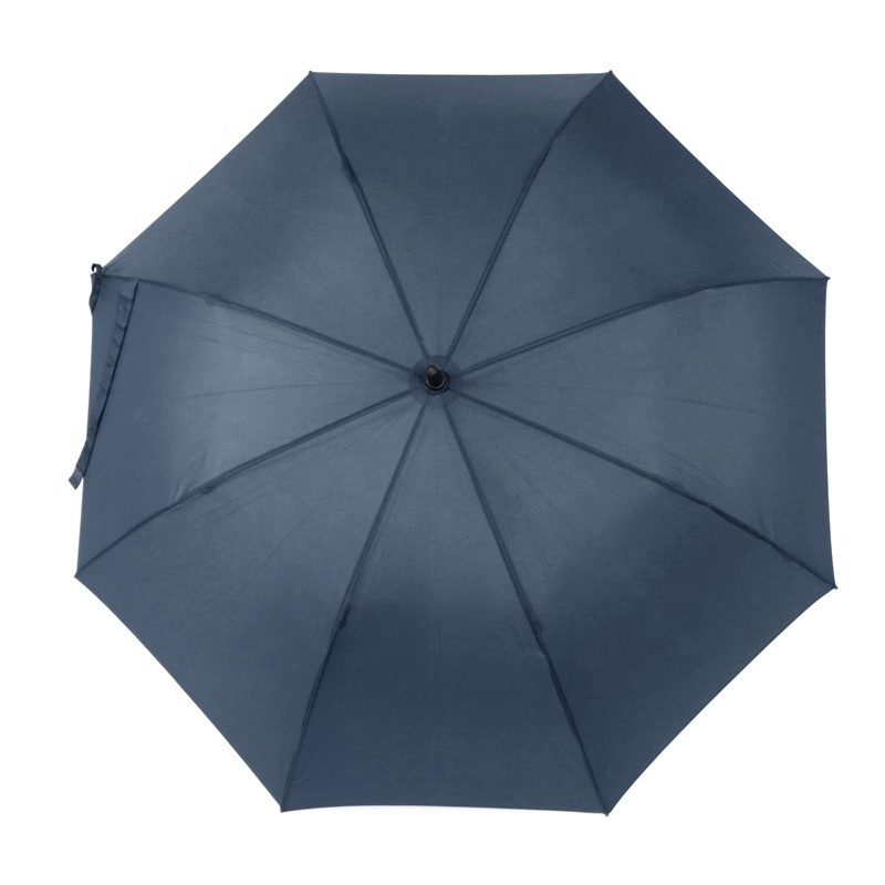 High Quality 120cm 190T Pongee Royal Blue Curved Auto J-Shape Handle Rain Umbrella for Hanging