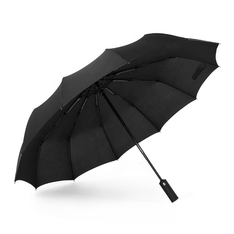 Luxury high quality four colors 12 spokes strong windproof three folding auto open close rain umbrella