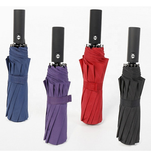 Luxury high quality four colors 12 spokes strong windproof three folding auto open close rain umbrella