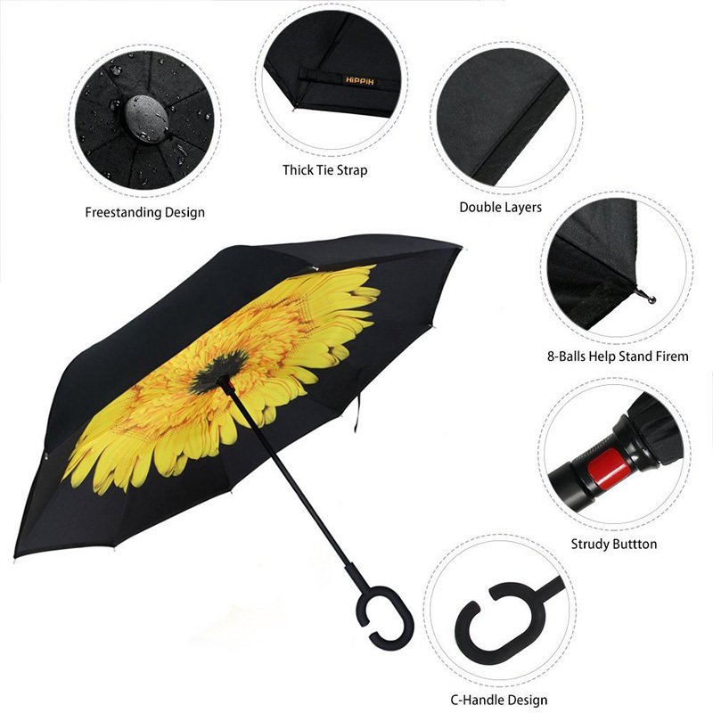 Sunfoo hand free car umbrella sun flower umbrella