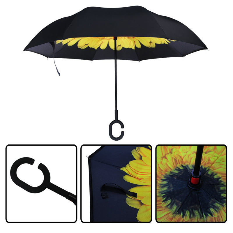 Sunfoo hand free car umbrella sun flower umbrella