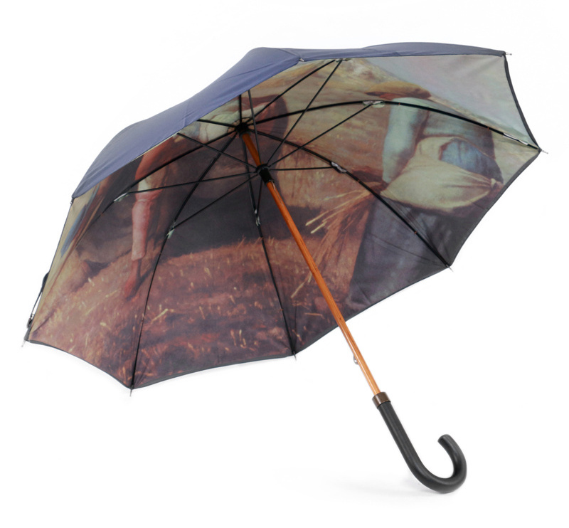 Hand open custom design double fabric art painting umbrella