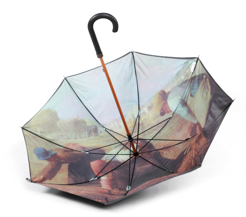 Hand open custom design double fabric art painting umbrella