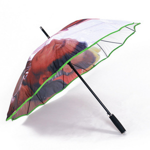 23 Inches 16 Ribs Auto Opening Custom Print One Piece Cover Straight umbrella