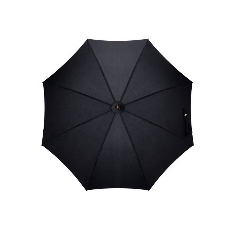 Black Color Curve Wood Men Stick Walking Umbrella