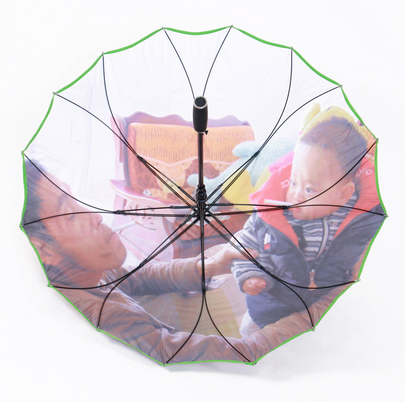 23 Inches 16 Ribs Auto Opening Custom Print One Piece Cover Straight umbrella