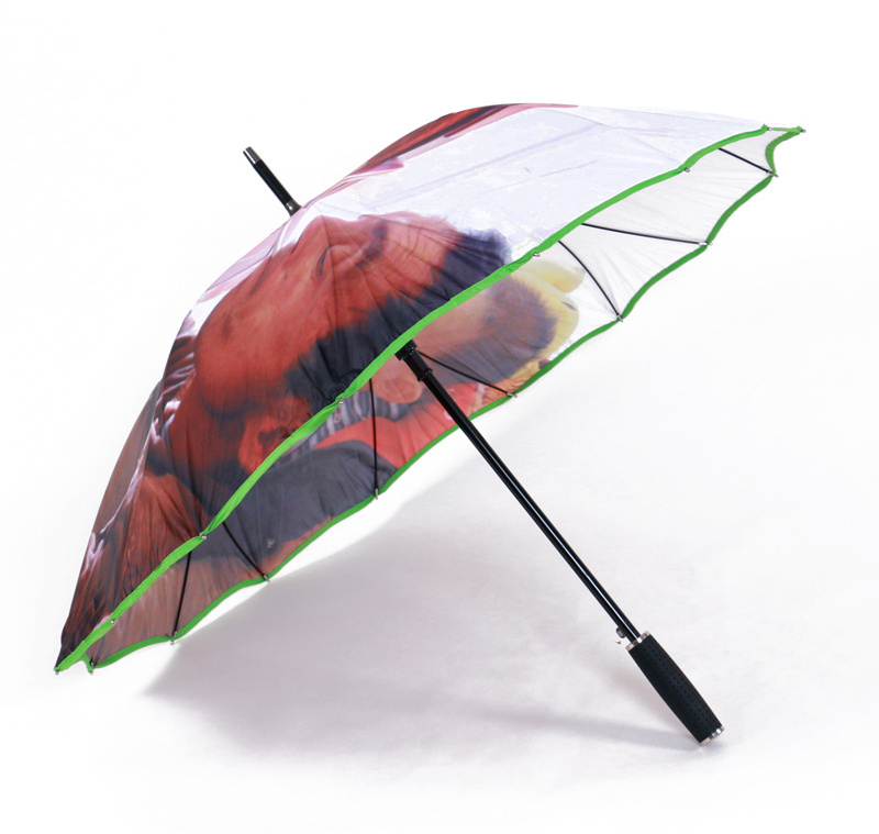 23 Inches 16 Ribs Auto Opening Custom Print One Piece Cover Straight umbrella