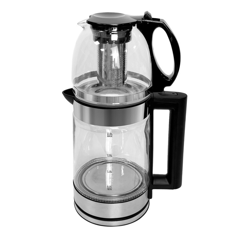 Double Layer 1.8L Smart 2 In 1 Electric Kettle Set Boil-Dry Protection Glass Tea Pots Kettle Set