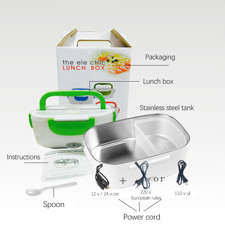 Portable Electric heated Lunch Boxes for kids, Stainless Steel Container Food Warmer Heater Lunchbox