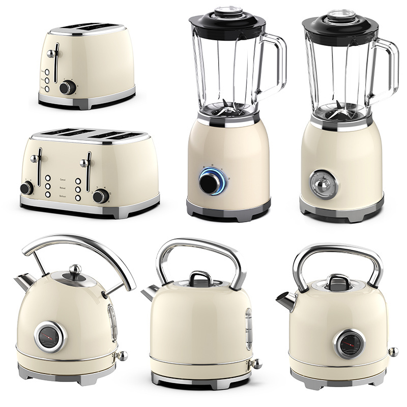 3 In 1 Breakfast Set Appliances Retro Style 4 Slice Toaster Electric Water Kettle And Toaster Set Juice Blender