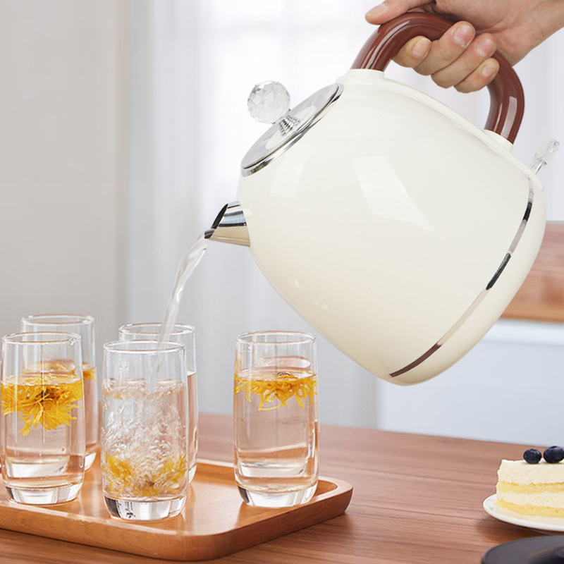 Double Wall Retro Colored 1.7 Litre Electric Kettle with 360 Degree Base Auto Shut-off Electric Tea Pot Kettle