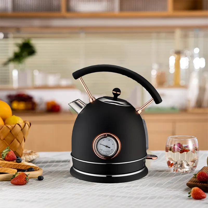 Black auto shut off visible water level line 1.8L Electric Water Kettle with Temperature Gauge, Hot Water Boiler & Tea Heater