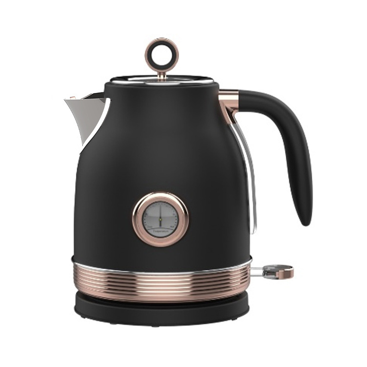 1.7L Electric Kettle Small Stainless Steel Water Boiler Kettle With Thermometer Retro Color Kettle