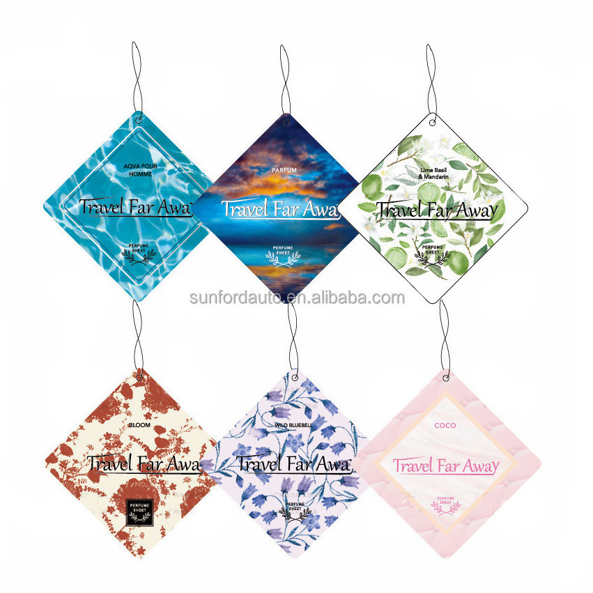 Custom Air Freshener Car Perfume Hanging Car Freshener Vent Clip Paper fragrance logo Car Air Freshener