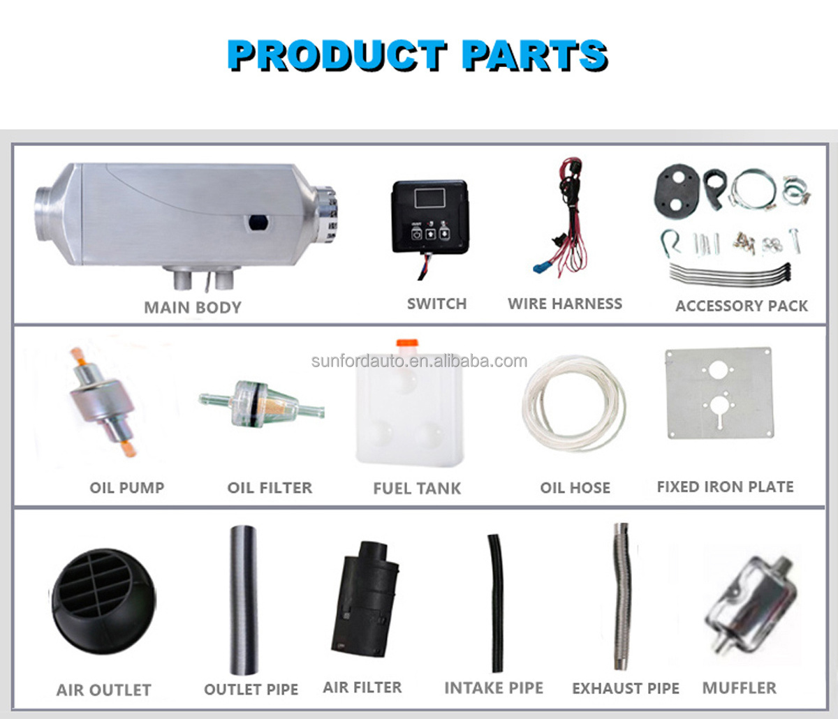 All In One Portable Universal Truck RV Caravan Parking Diesel Air Heater Heating, 100V 220V 12V 24V 2KW 5KW LCD Parking Heaters/