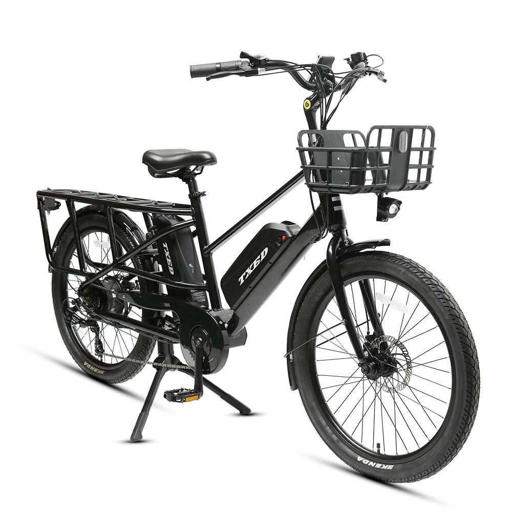 TXED 2 Whee long tail with basket adult city fashion fat tire motor 500w 750w ebike e-cargo family e bicycle electric cargo bike