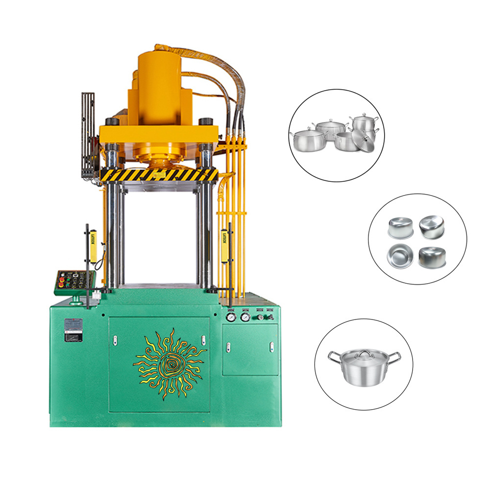 Sun Glory 4 Columns Double Action Deep Drawing Hydraulic Press for Aluminum Pot Making Hot Forging Hydraulic Press Servo 30 200