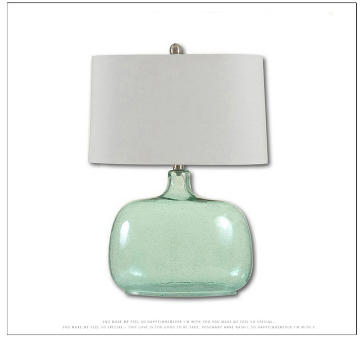 New Classical Blue Bubble Lamp Bedroom Living Room Study European Luxury Retro American Glass Bedside Lamp Decoration