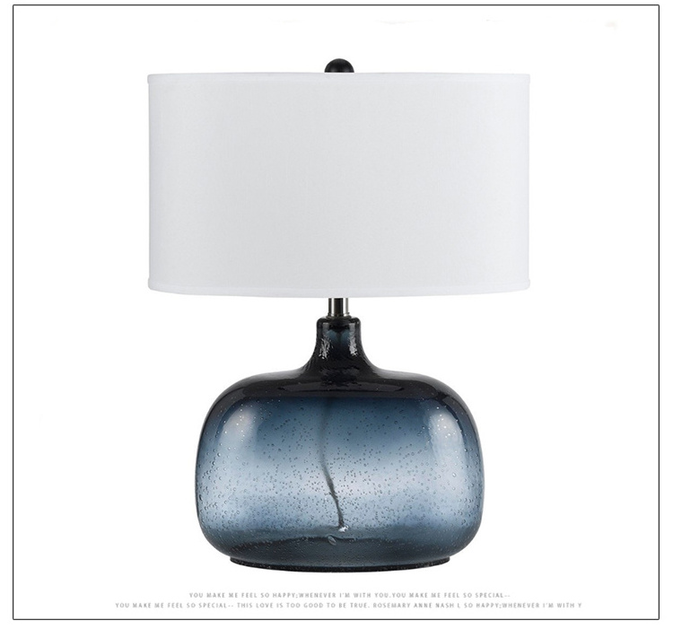 New Classical Blue Bubble Lamp Bedroom Living Room Study European Luxury Retro American Glass Bedside Lamp Decoration