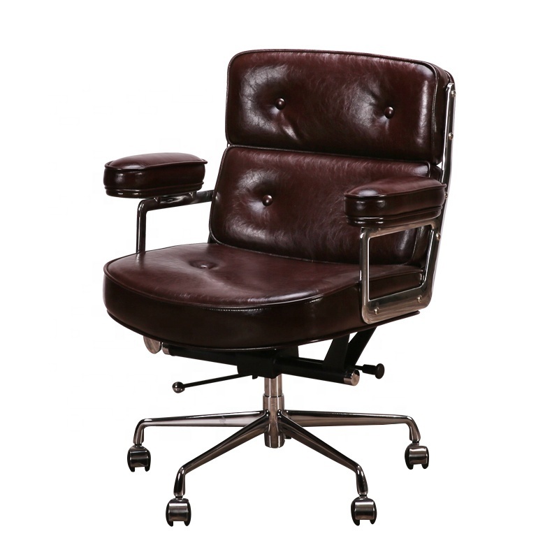 high back lobby chair genuine leather reclining chair brown boss office chair